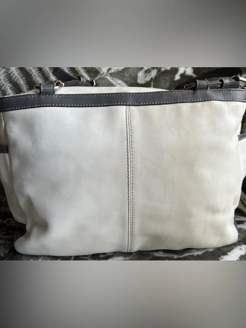 Coach Two-Tone Leather Shoulder Bag in Light Gray and white - Picture 9 of 16